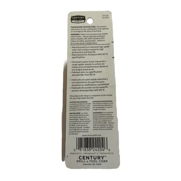 Century Drill & Tool • 1/16" Black Oxide High Speed Steel Drill Bit 24204 - Picture 2 of 2